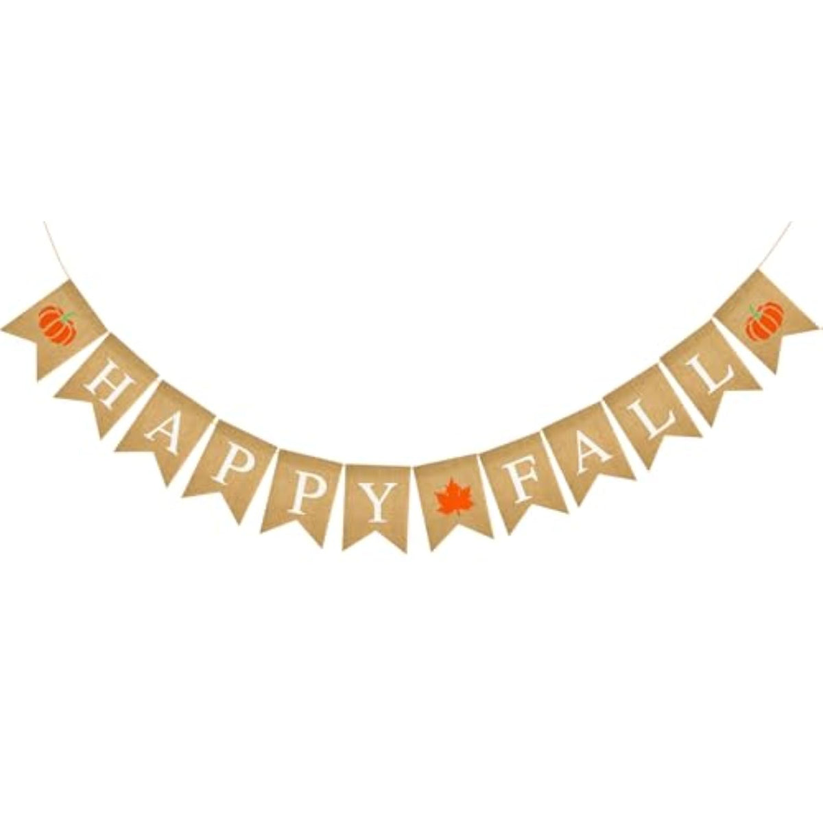 Happy Fall Burlap Banner - Prestrung Fall Banners, Happy Fall Banner, Thanksgiving & Harvest Home Decor, Pumpkin Maple Leaf Garland For Indoor Fireplace Wall Porch And Outdoor Party Decor