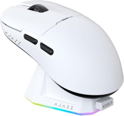 X Ajazz Aj159 Superlight Gaming Mouse With Rgb Charging Dock,Paw3395 26K Dpi Sensor,56G Rechargeable Wireless Gaming Mouse,6 Programmable Buttons,Ergonomic Computer Mice Usb3.0 For Pc/Mac