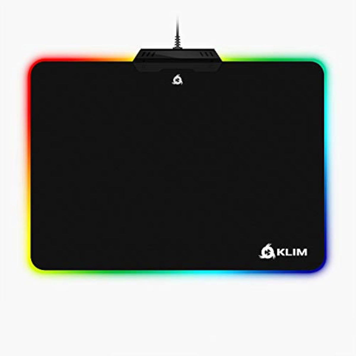 KLIM RGB Gaming Mouse Pad - Large LED USB Black Hard Surface Gamer Mousepad - Chroma Lighting Effects - LED Lights Up - 13.7 x 10.3 x 0.4 inches - Ergonomic