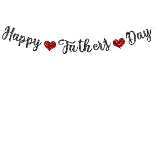 Happy Father's Day Decorations Banner Glitter Black