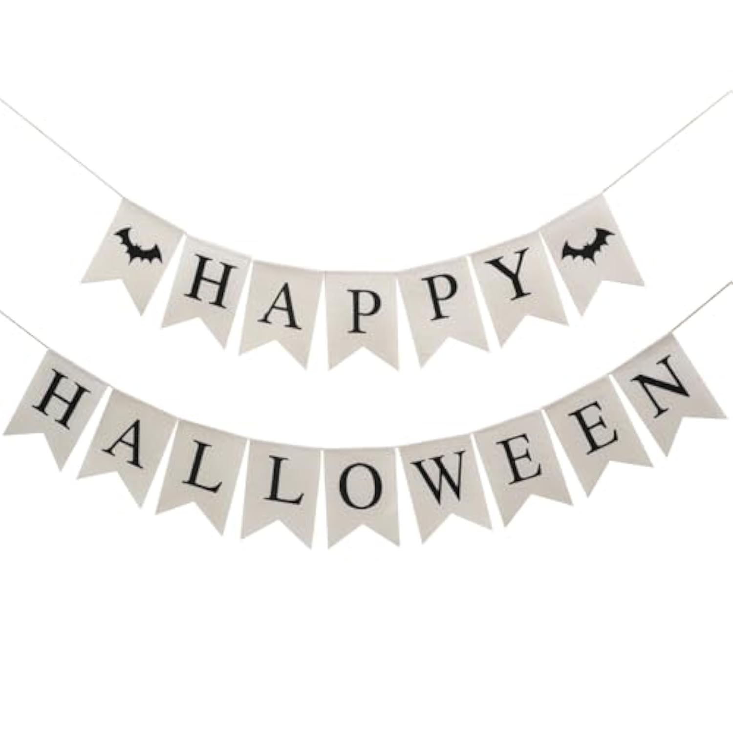 Happy Halloween Burlap Banner with Bat Bunting Garland for Party Wall Mantel Fireplace Decor