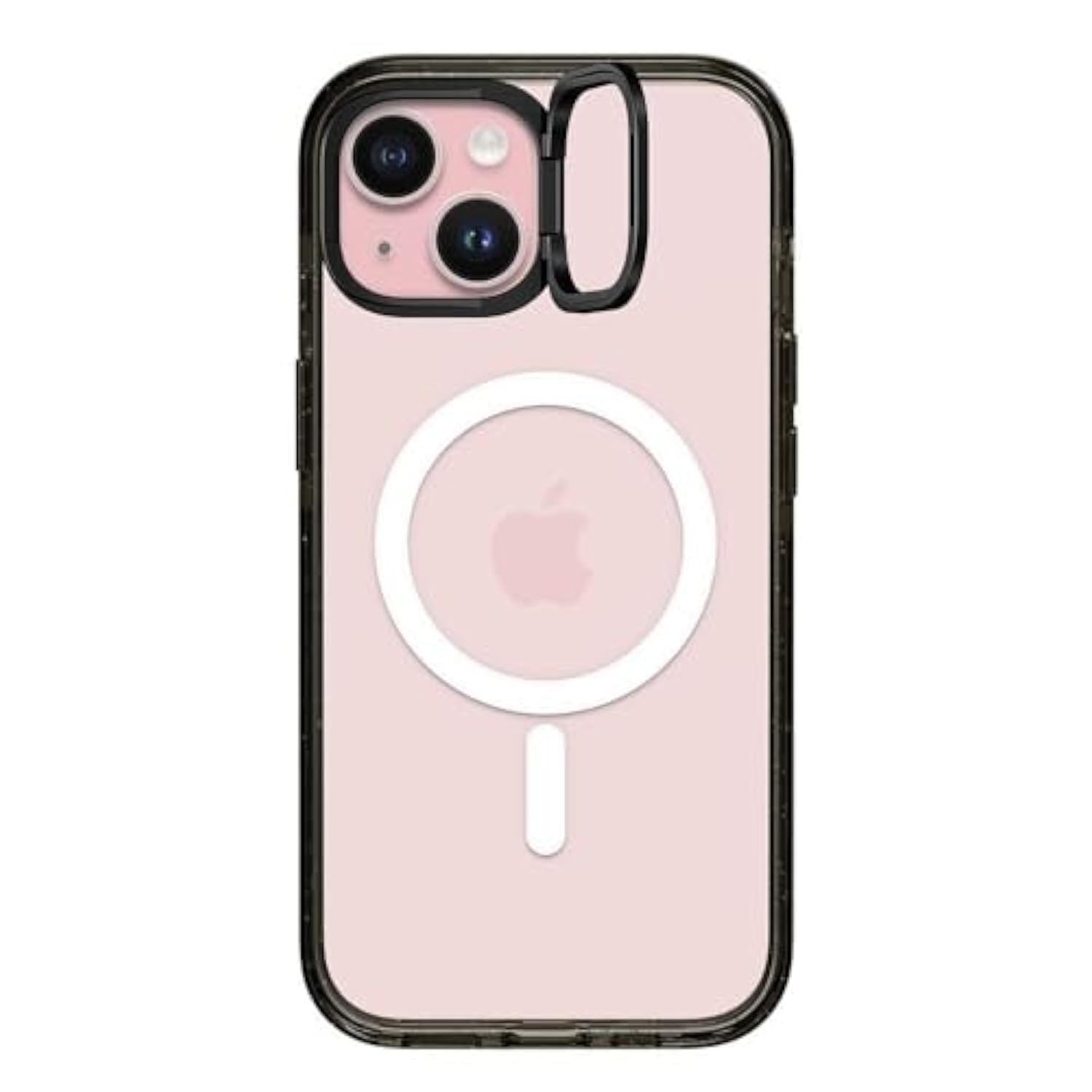 Impact Ring Stand Case For Iphone 15 [3X Military Grade Drop Tested / 6.6Ft Drop Protection/Compatible With Magsafe] - Clear Black