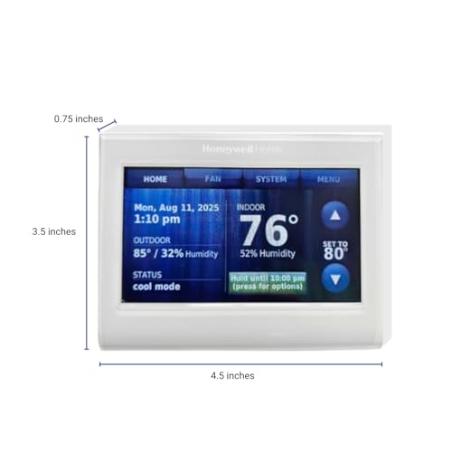 Th9320Wf5003 Wi-Fi 9000 Color Touch Screen Programmable Thermostat, 3.5 X 4.5 Inch, White, 'Requires C Wire"