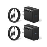 Anker 25W USB-C Super Fast Charger, Anker Charger (Non-Foldable) with USBC Cable, Supports PPS Fast Charging for Samsung Galaxy S23 Ultra/S23+/S23/S22/S21/S20/Note 20, & More 2Pack 5ft Cable Included