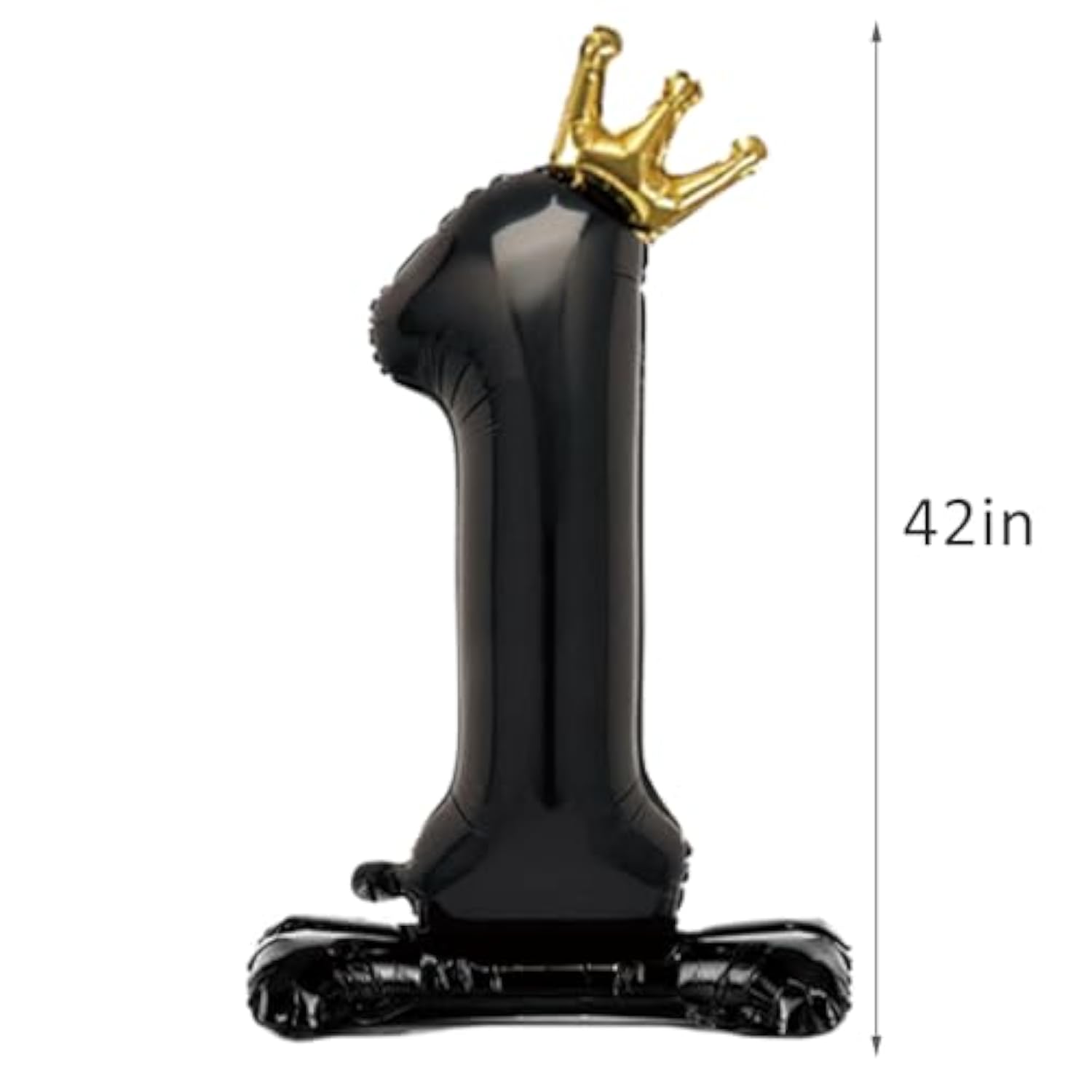 42-Inch Black Number 7 Foil Balloon with Crown for Birthday and Anniversary