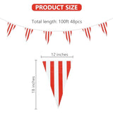 100ft Red & White Checkered Pennant Flags 48 Pcs Reusable Racing Banners