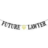 Black Glitter Future Lawyer Banner - Congrats Lawyer Graduation Buntin