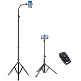 81" Tall Flexible Tripod Stand for iPhone with 17in Adjustable Gooseneck with Remote Compatible with iPhone 13 Pro Max / 13 Pro / 12 Pro Max, Android
