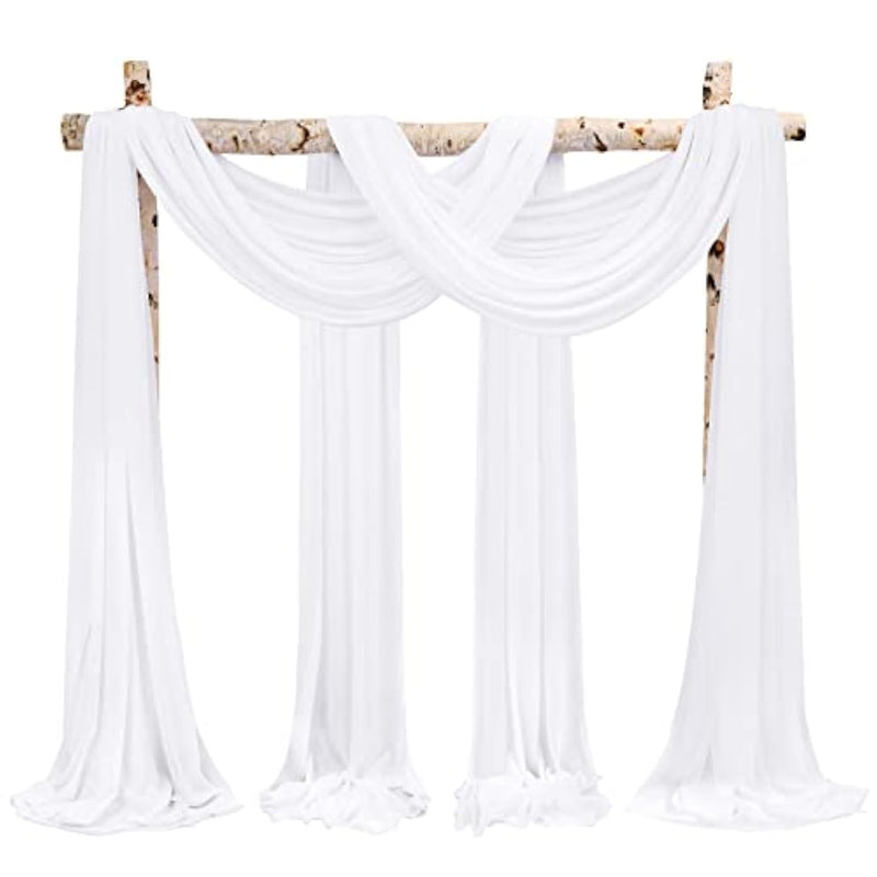 Wedding Arch Draping Fabric,4 Panels 28" X20Ft White Wedding Arch Drapes For Ceremony Chiffon Fabric Drapes Arbor Drapery Decorations For Reception Sheer Backdrop Curtains For Party Swag