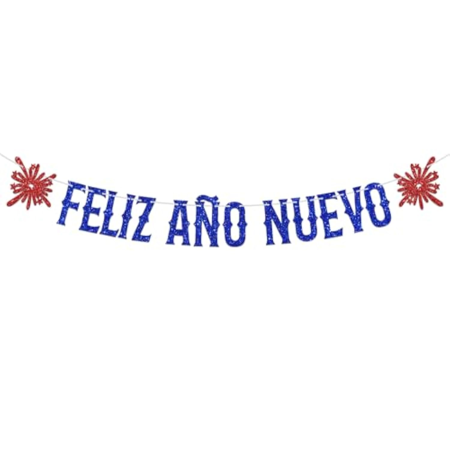 Feliz Anos Nuevo Banner Spanish 2025 Red Blue Glitter Party Decoration