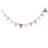 Pink Floral 100% Cotton Bunting Banner For Girls Shabby Chic Wedding Birthday Decoration