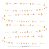Gold And Pink Party Decorations Circle Dots Garland Metallic Gold Light Pink And White Hanging Polka Dot Streamer For Women Girl Birthday Baby Shower Bridal Shower Wedding Princess Party Supplies