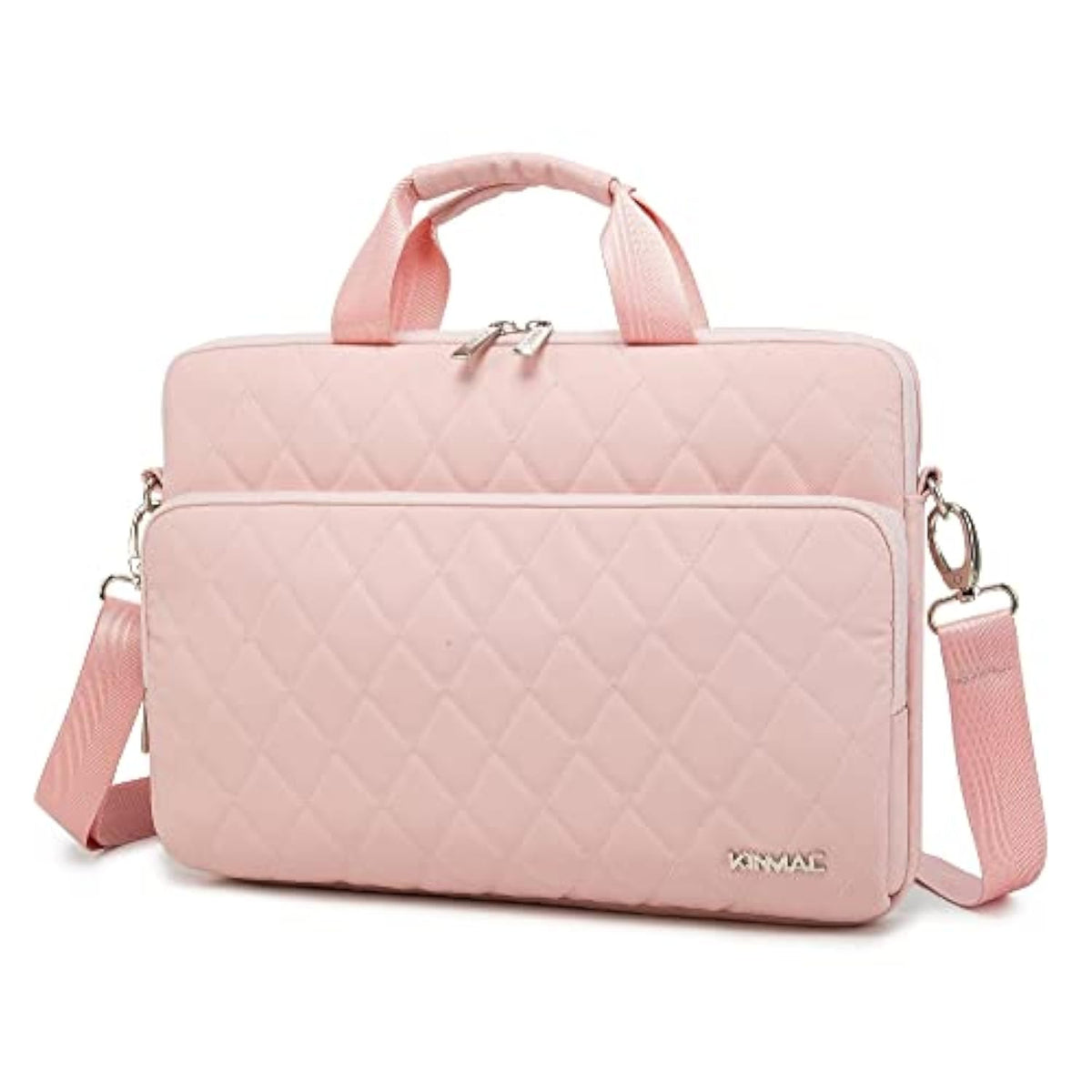 360 Degree Laptop Bag Full Cushioned Laptop Shoulder Bag For Macbook Pro 16 Inch And 15 Inch-15.6 Inch Laptop (Pink)
