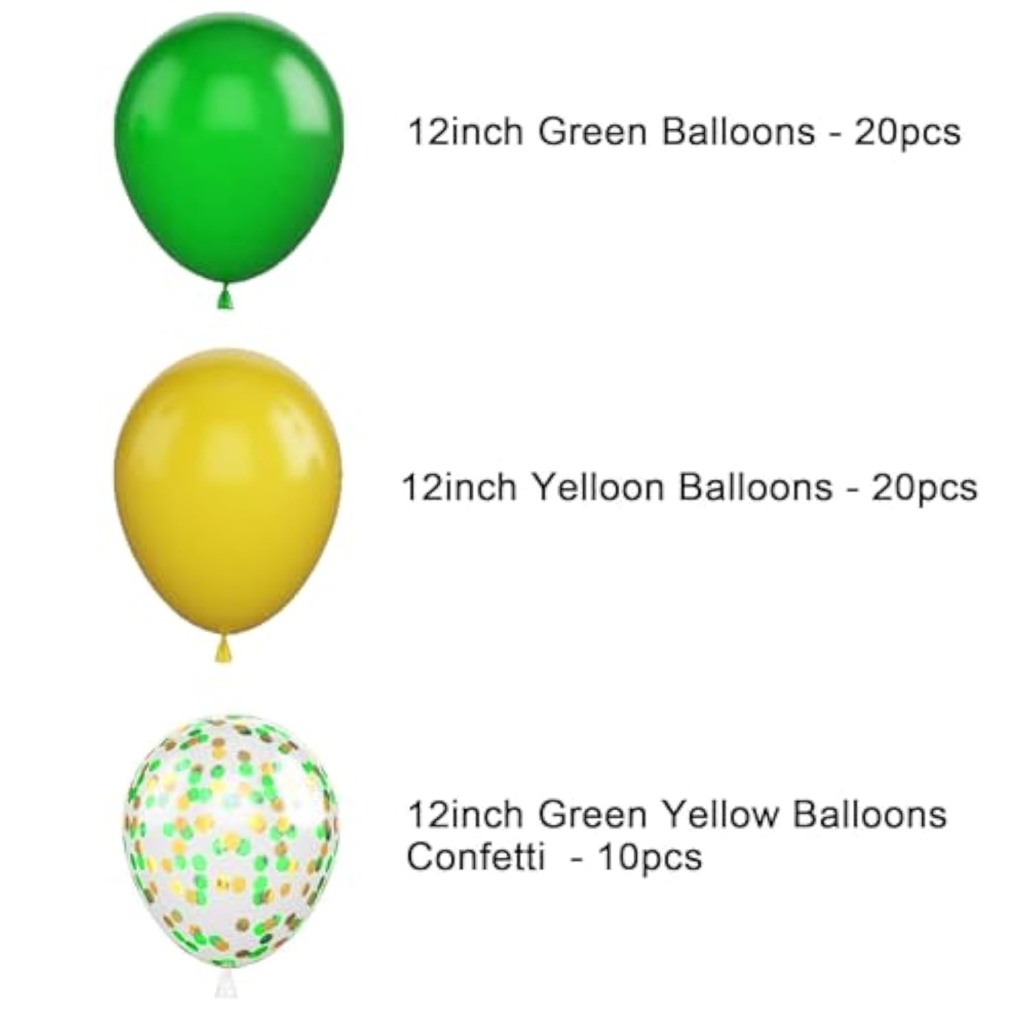 Yellow Green Balloons, Yellow And Green Confetti Latex Balloon For Party Decorations,12 Inch,Pack Of 50