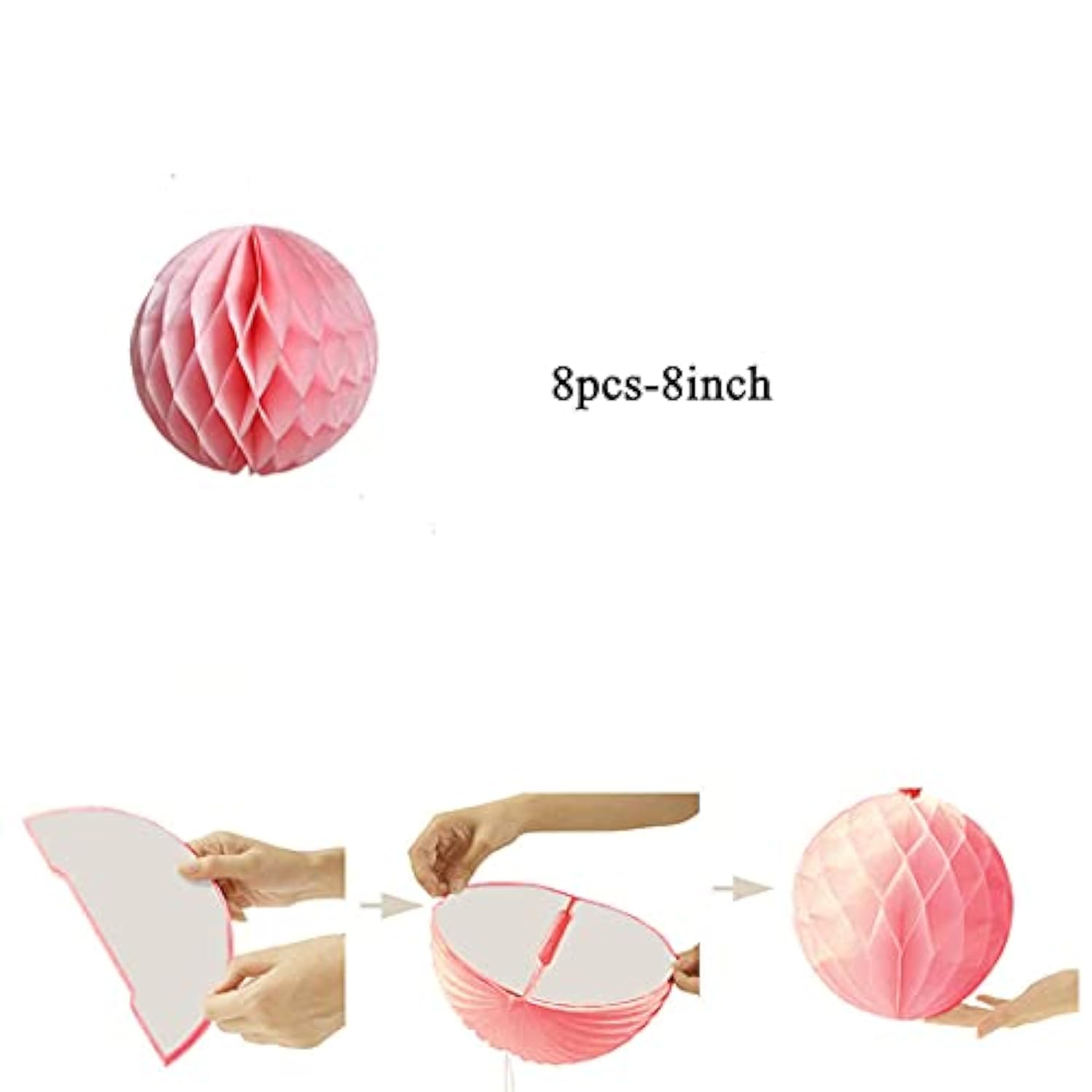 Pom Poms Tissue Paper Honeycomb Balls Flower Ball Wall Decor Pom Poms Decoration For Birthday Party Wedding Nursery Shower (Light Pink, 8Pcs-8In)