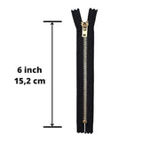 6 Inch Metal Zipper Black 6” Gold Brass Metal Heavy Duty Zippers Non S