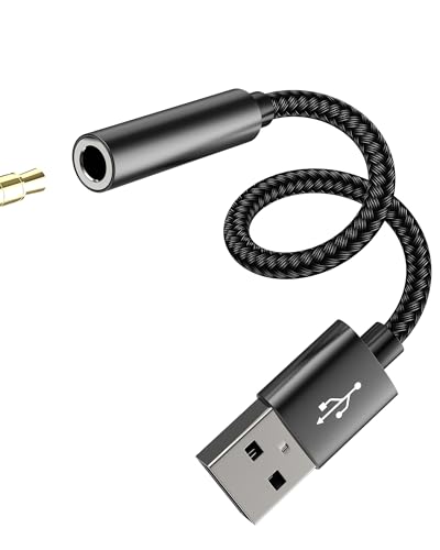USB to 3.5mm Audio Adapter for Headphone Jack DAC Cable Sound Card Interface PC Car Microphone External Headset Converter Auxiliary Port for PS4 PS5