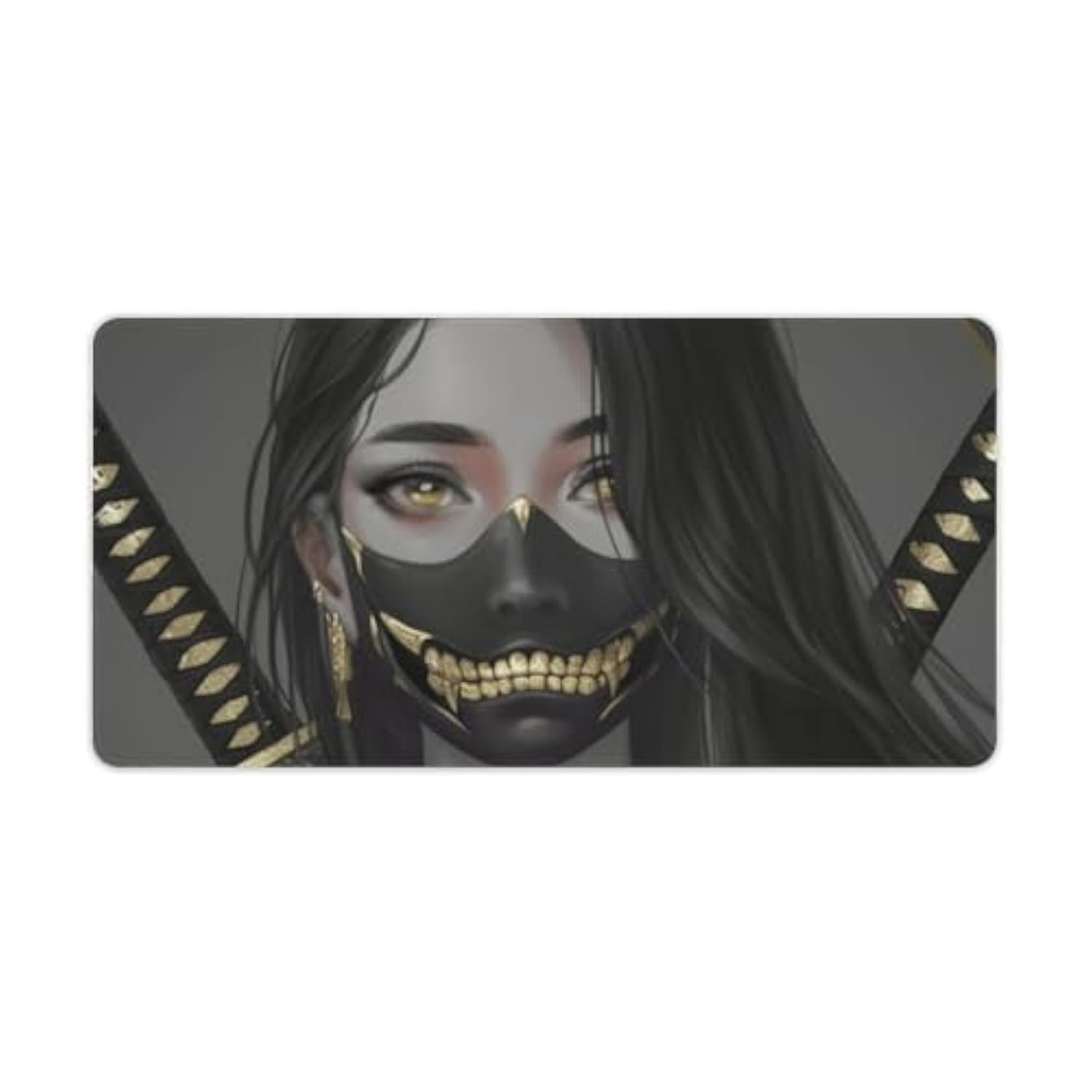 Large Mouse Pad Gaming Aesthetic Anime Girl Japanese Samurai Portrait Big Computer Desk Mat Desk Pad For Keyboard And Mouse Mat Non-Slip Base 30X60Cm