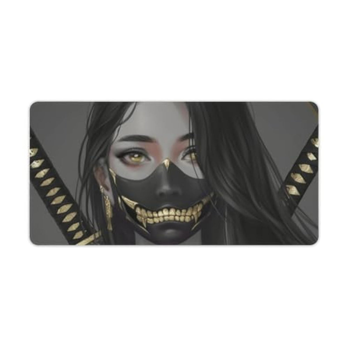 Large Mouse Pad Gaming Aesthetic Anime Girl Japanese Samurai Portrait Big Computer Desk Mat Desk Pad For Keyboard And Mouse Mat Non-Slip Base 30X60Cm
