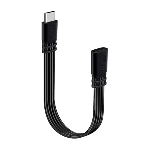Flat Short USB C Extension Cable 480 Mbps 90 Degree Right Angle USB C Male to Female Extension Cable Data Transmission and Fast Charging for Flash