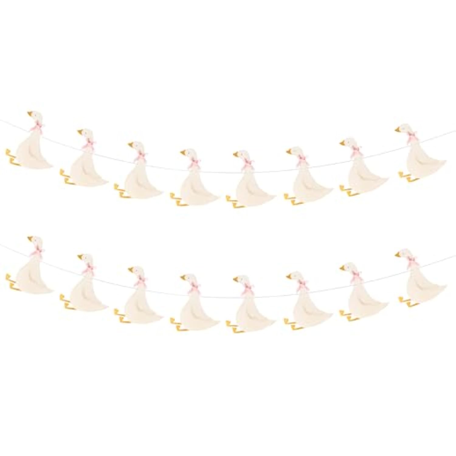 Cute Goose Pink Banner Garland - 2Pcs Cartoon Baby Goose With Pink Bow Tie Hanging Banner Aesthetic Garland For Girl Birthday Baby Shower Gender Reveal Party Decoration Wall Photo Props Supply