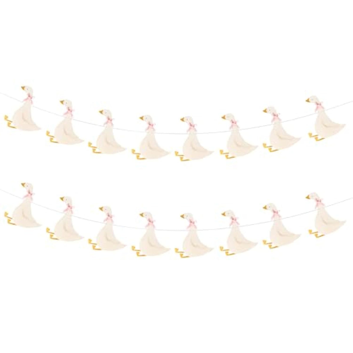 Cute Goose Pink Banner Garland - 2Pcs Cartoon Baby Goose With Pink Bow Tie Hanging Banner Aesthetic Garland For Girl Birthday Baby Shower Gender Reveal Party Decoration Wall Photo Props Supply
