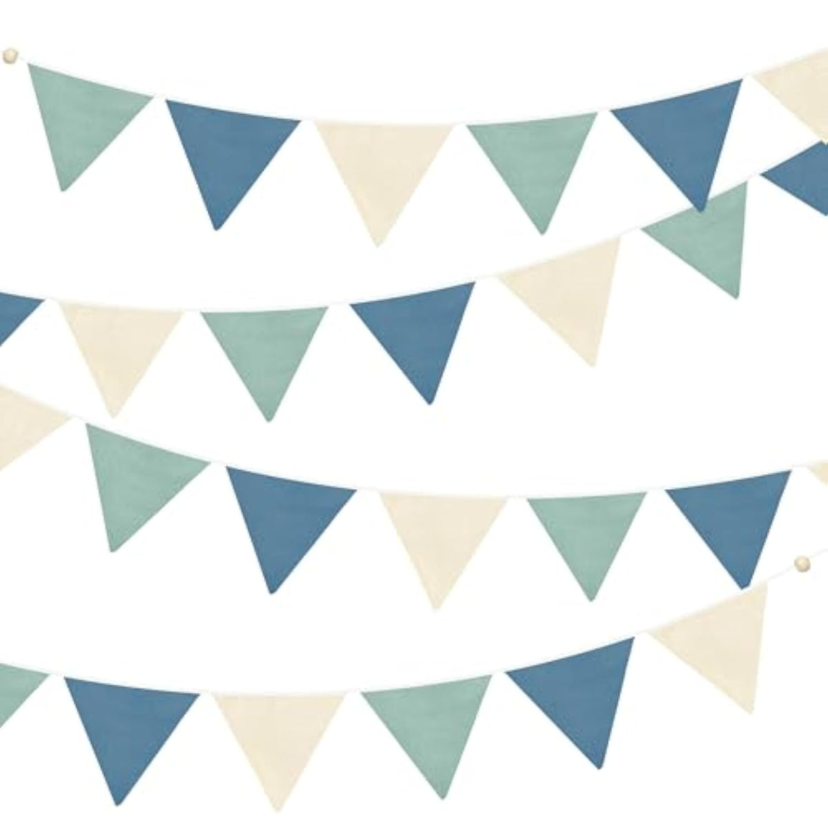 2 Sets Of Blue Green Nursery Garland 24Pcs Green Blue Fabric Linen Pennant Banner Flags Triangle Streamers For Baby Playroom Decor Boys Nautical Birthday Hole In One Baby Shower Party Decorations