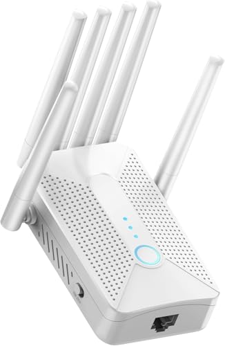 Wifi Extender Signal Booster For Home Long Range Up To 10000 Sq. Ft And 50 Devices, Wifi Repeater With 6 Antennas, Internet Booster,Amplifier With Ethernet Port,Easy Setup