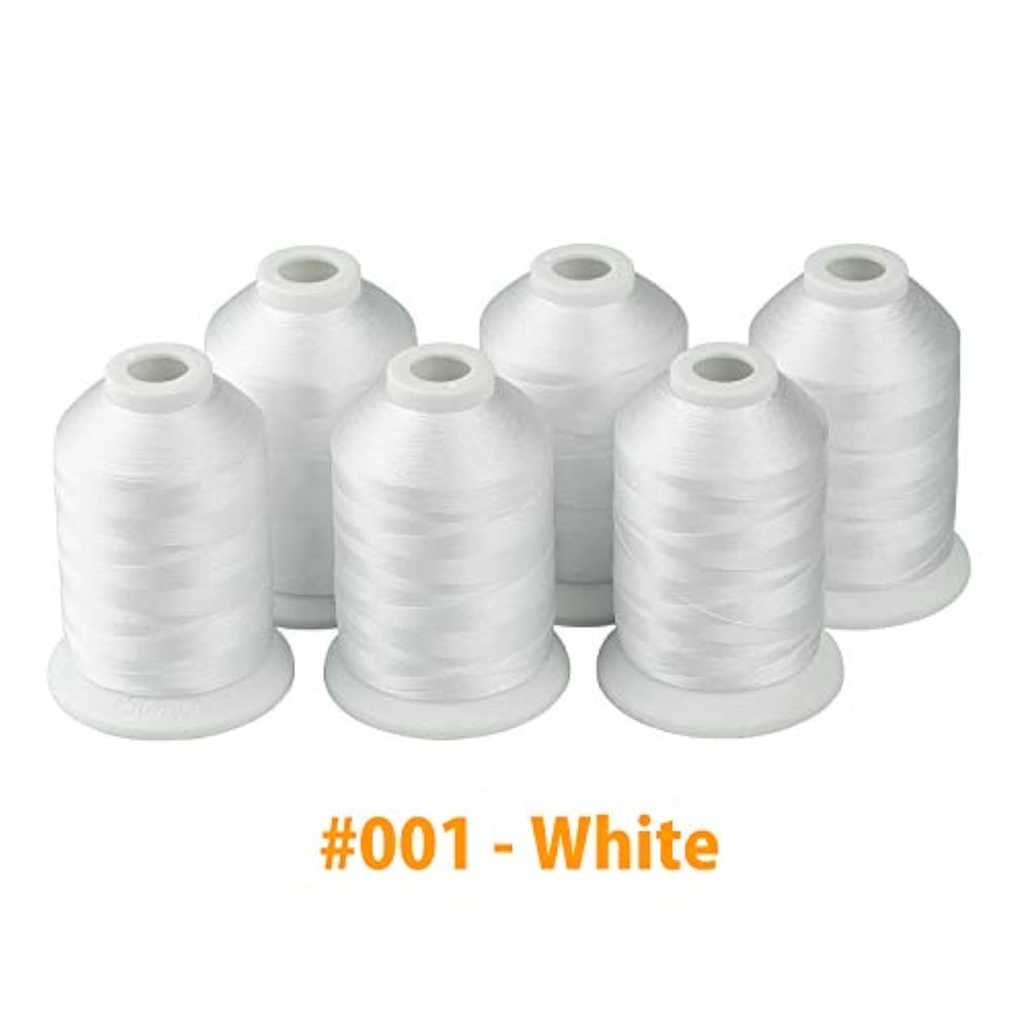 6pcs White Polyester Machine Embroidery Thread 1000M for Home Machines