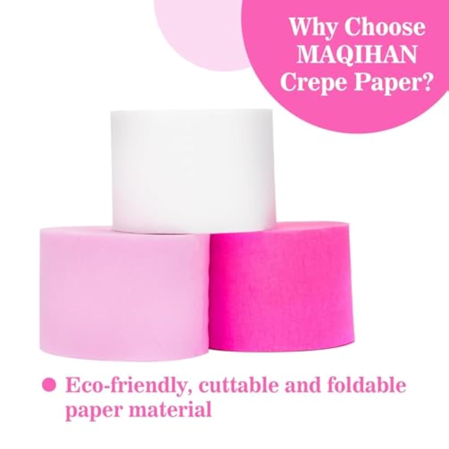 Pink Party Crepe Paper Streamers - 6 Rolls 492Ft Crepe Paper Valentine'S Mother'S Day Christmas Bachelorette Engagement Party Wedding Birthday Pink Themed Girl'S Day Baby Shower Party Decor