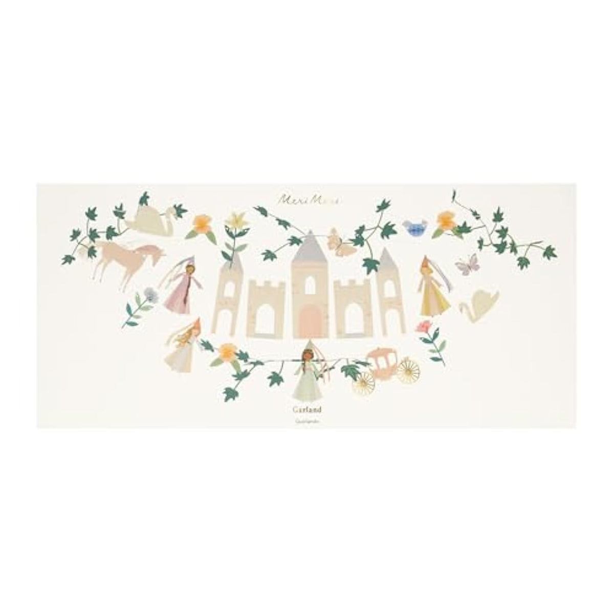 Meri Meri Princess Party Garland (Pack of 1). 6' Garland, Measures 10' Including Excess Cord, Princess Birthday Party Decorations