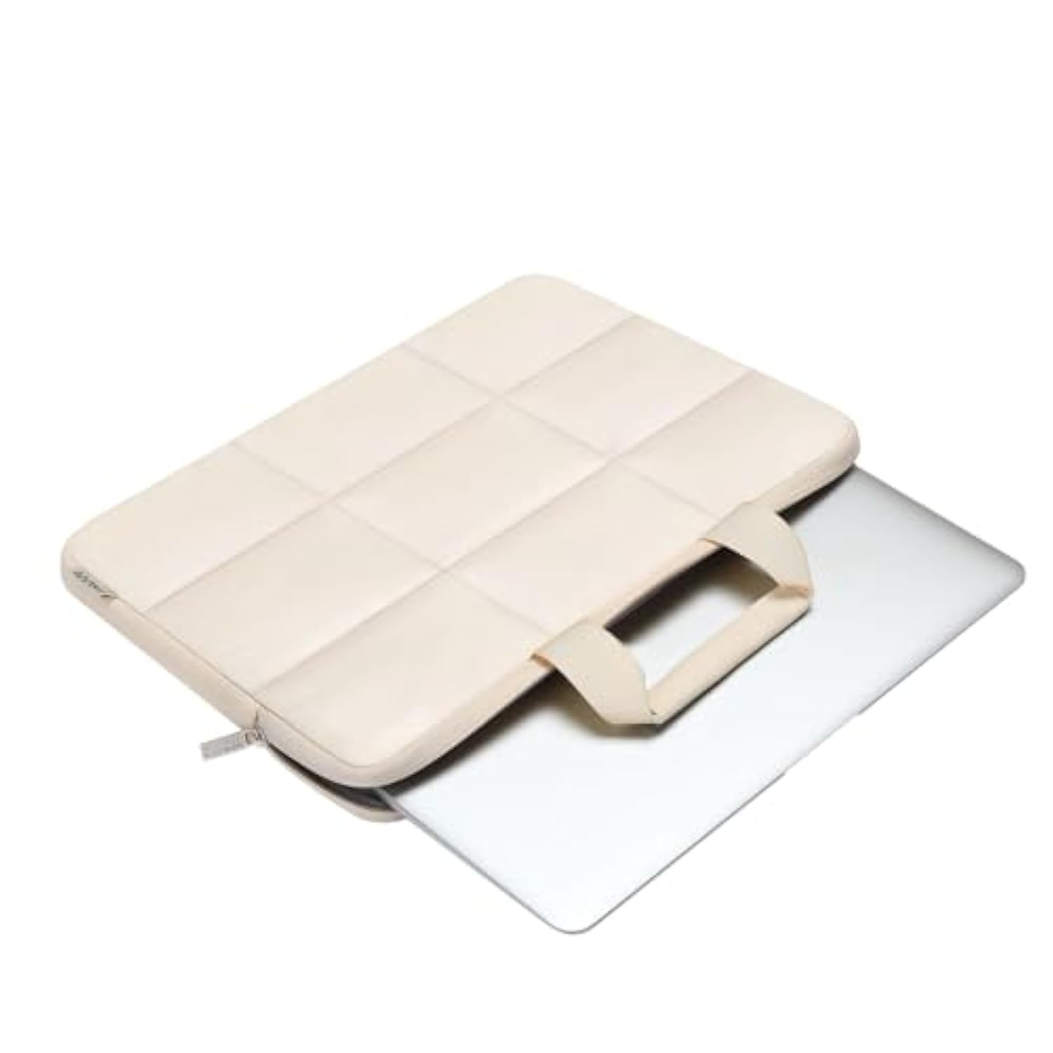 MOSISO Puffy Laptop Sleeve 13-13.3 inch, Compatible with MacBook Air 13 inch M3 M2 M1, Compatible with MacBook Pro 13/14 inch, Rectangle Quilted Carrying Case Laptop Cover for Women with Handle, Sand