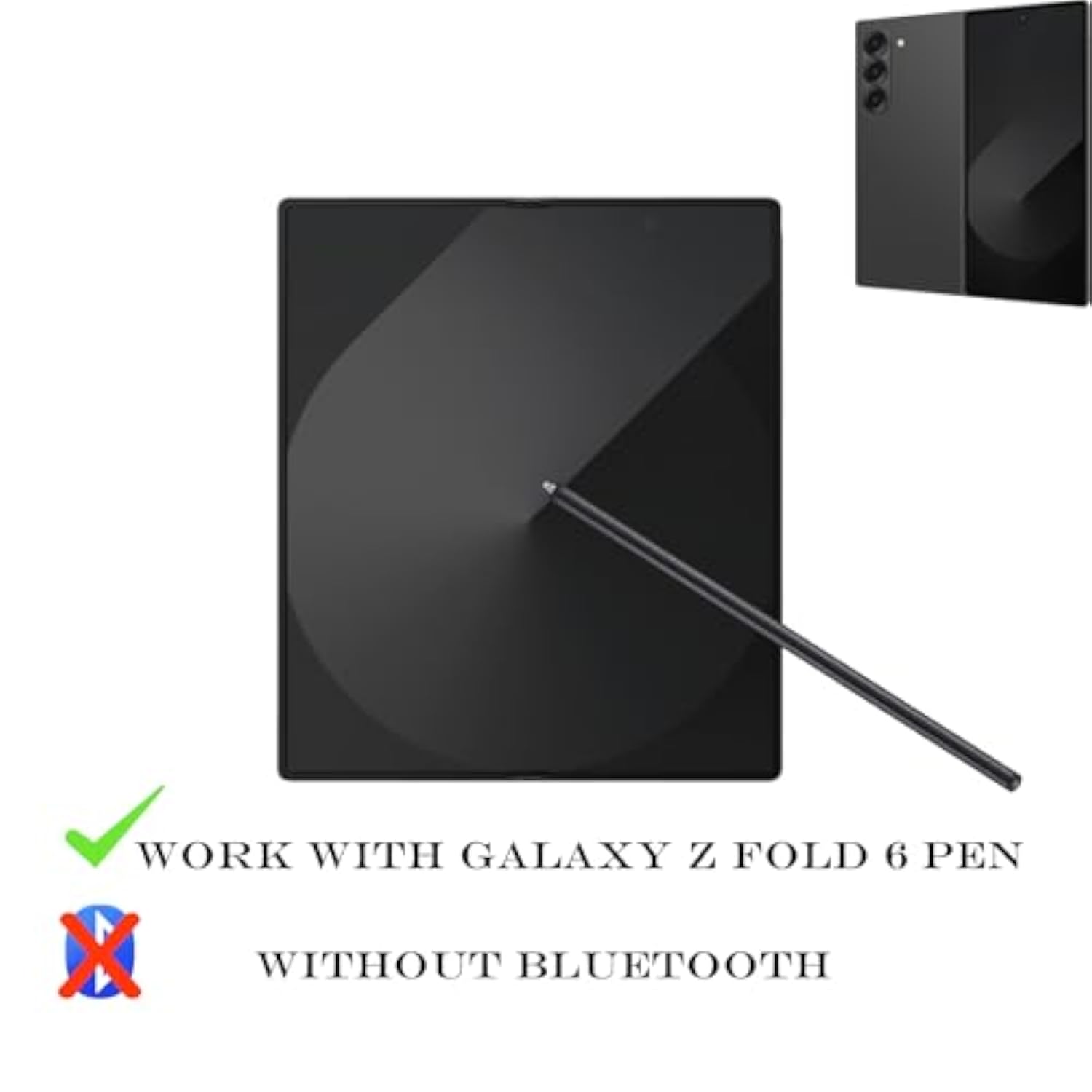 Galaxy Z Fold 6 S Pen Fold Edition For Samsung Galaxy Z Fold 6 Slim S Pen, Galaxy Z Fold 6 Spen Fold Edition Replacement For Samsung Galaxy Z Fold 6 Touch Stylus Pen +Tips/Nibs+Card Pin (Black)