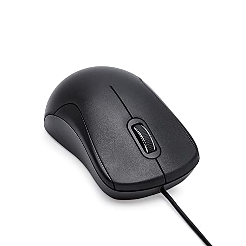 Basics 3-Button Usb Wired Mouse With Precision Scroll Wheel, 1000 Dpi, Ergonomic Grip, Plug And Play, 6-Foot Cable, Black