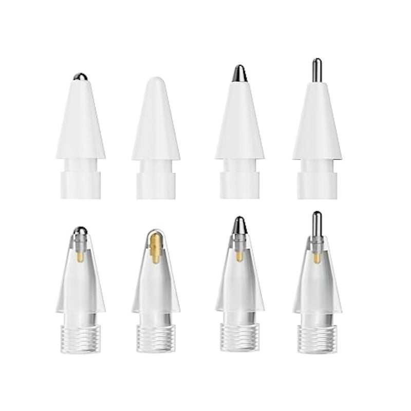 Replacement Tips For Apple Pencil 2Nd Gen & 1St Gen- [8 Pack] Apple Pencil Spare No Wear Out Fine Point Precise Control Apple Pen Tip, Plastic Tips + Metal Tips