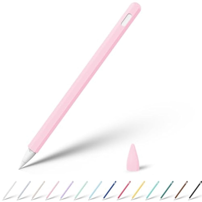 Silicone Case For Apple Pencil Pro 2024 & Apple Pencil 2Nd Generation, Cute Pink Protective Skin Sleeve Cover Holder Grip And Tip Cap Accessories Compatible With Ipad Pro 11 12.9 13 Inch