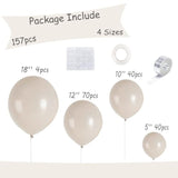 154Pcs Ivory White Balloons White Sand White Cream Beige Balloon For Balloons Arch Different Sizes 5/10/12/18 Inch Garland Kit For Wedding Birthday Party Supplies Bridal Shower Decorations