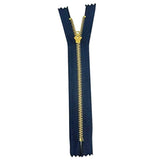 6 Pcs 6 Inch Metal Zippers Closed End #5 Navy Tape Golden Brass Teeth