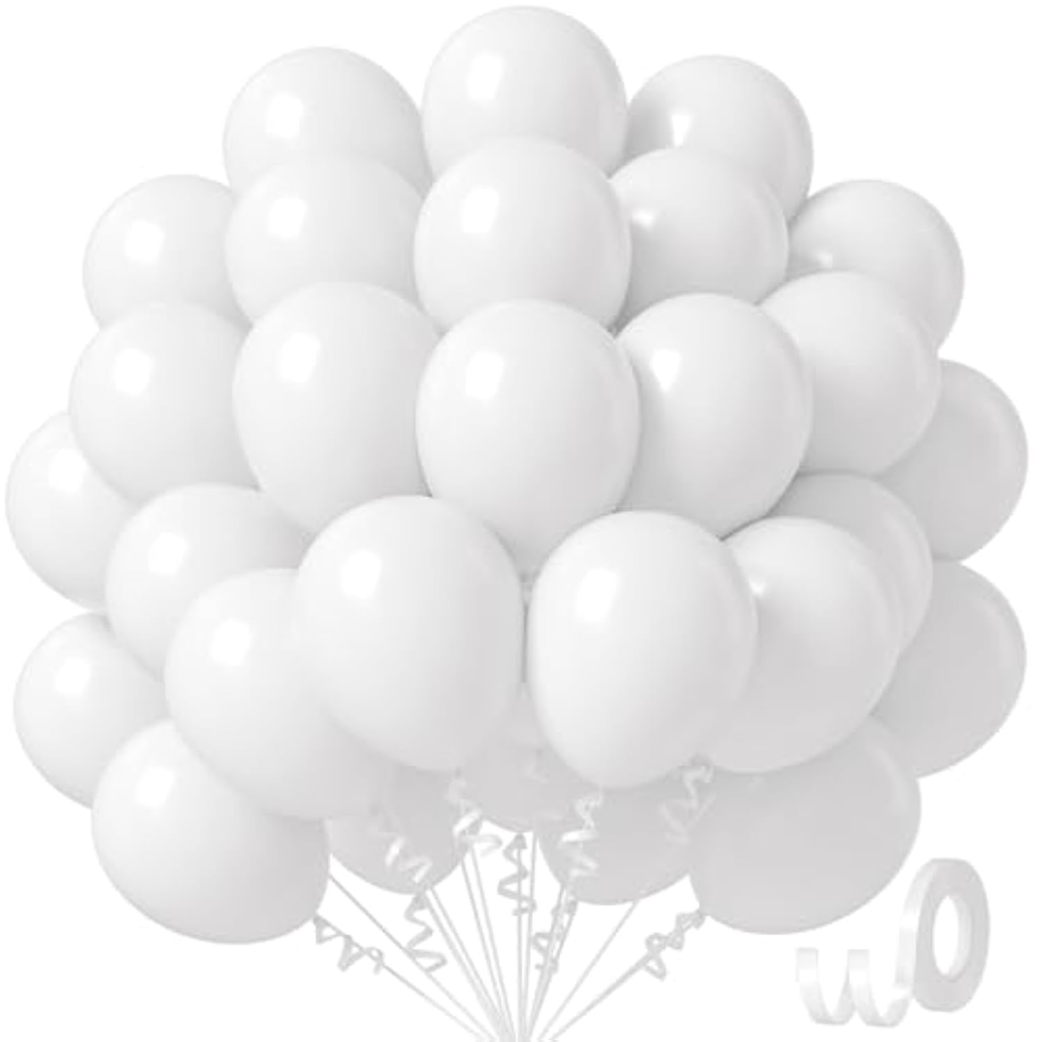 White Balloons 12 Inch 50Pcs Latex Balloons for Engagement & Wedding Party Decor