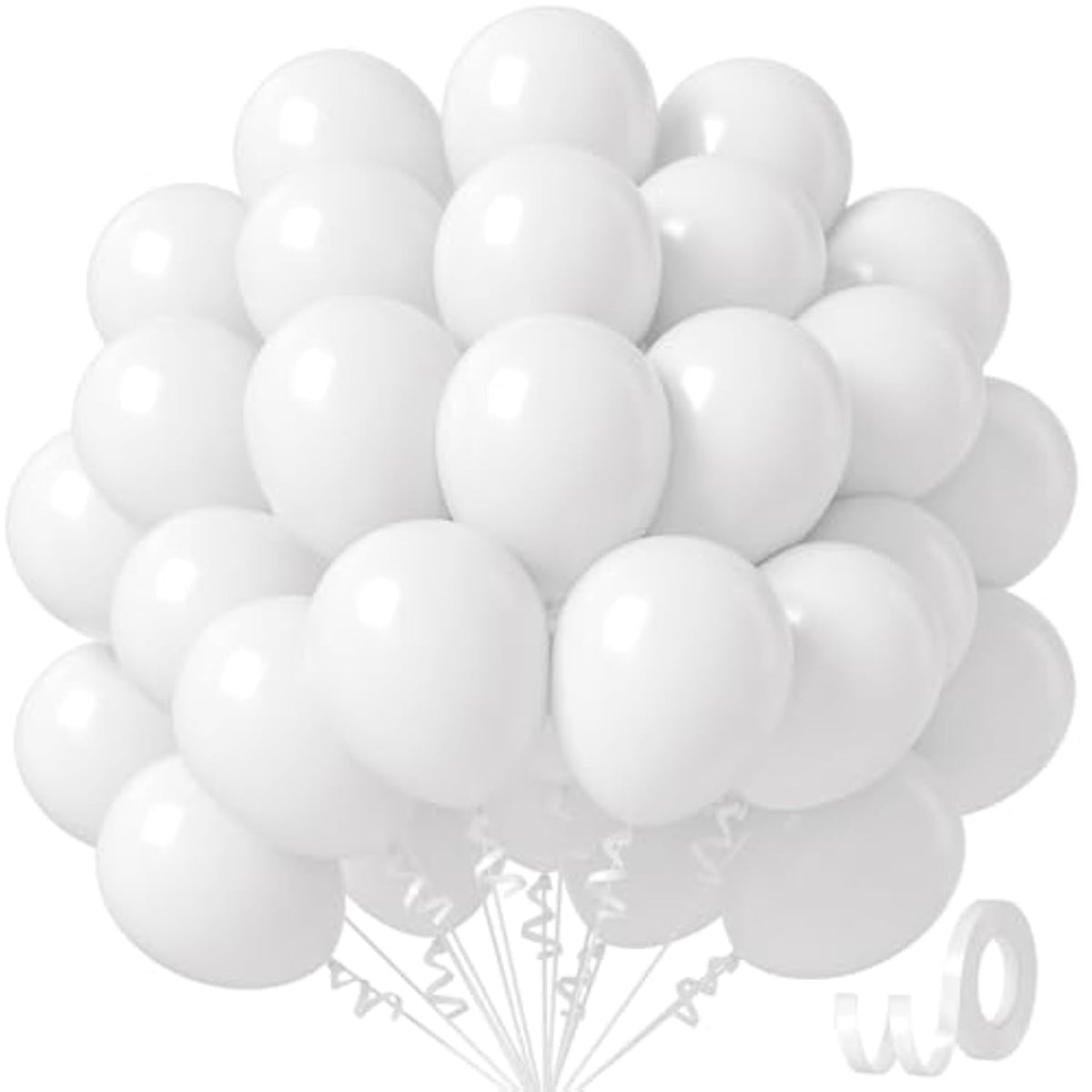 White Balloons 12 Inch 50Pcs Latex Balloons for Engagement & Wedding Party Decor