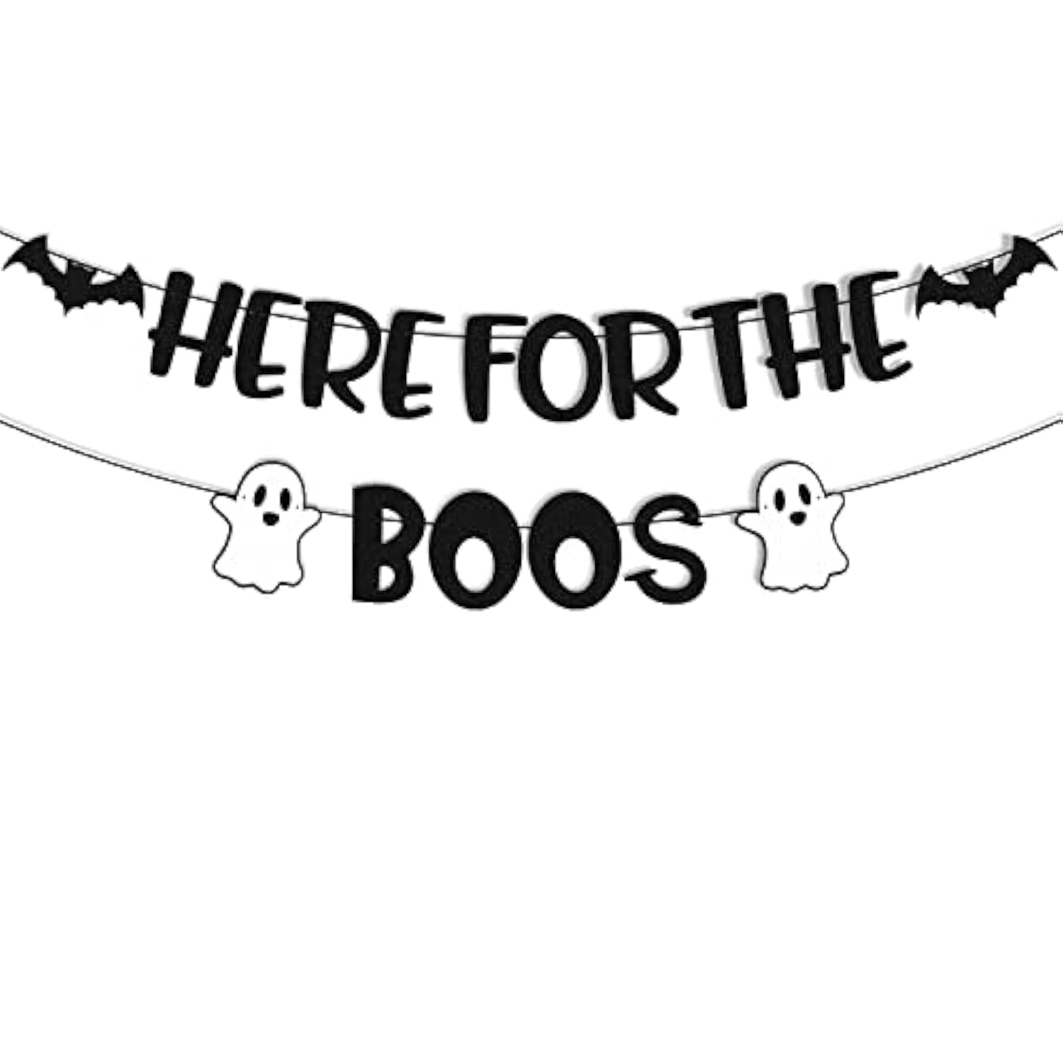 Here for The Boos Banner Halloween Ghost Bat Pumpkin Happy Boo Day Party Decor