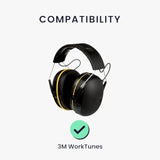 kwmobile 2X Earpad Compatible with 3M WorkTunes - Replacement Foam Earpad Cushions for Headphones - Black