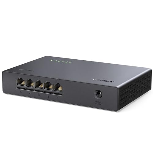 2.5Gb Switch, 5-Port Ethernet Switch, 5 X 2.5Gb Uplink, Plug & Play, Unmanaged Ethernet Splitter, Desktop/Wall Mount Network Hub, With Led, Fanless Quiet, For Nas, Pc, Game Console