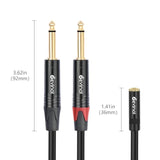 3.5Mm To Dual 1/4 Y Splitter Cable, 1/8" Female Trs To Dual 6.35Mm Ts Male Adapter, Female Mini Jack Stereo To 2 Quarter Inch Mono Converter 1 Feet