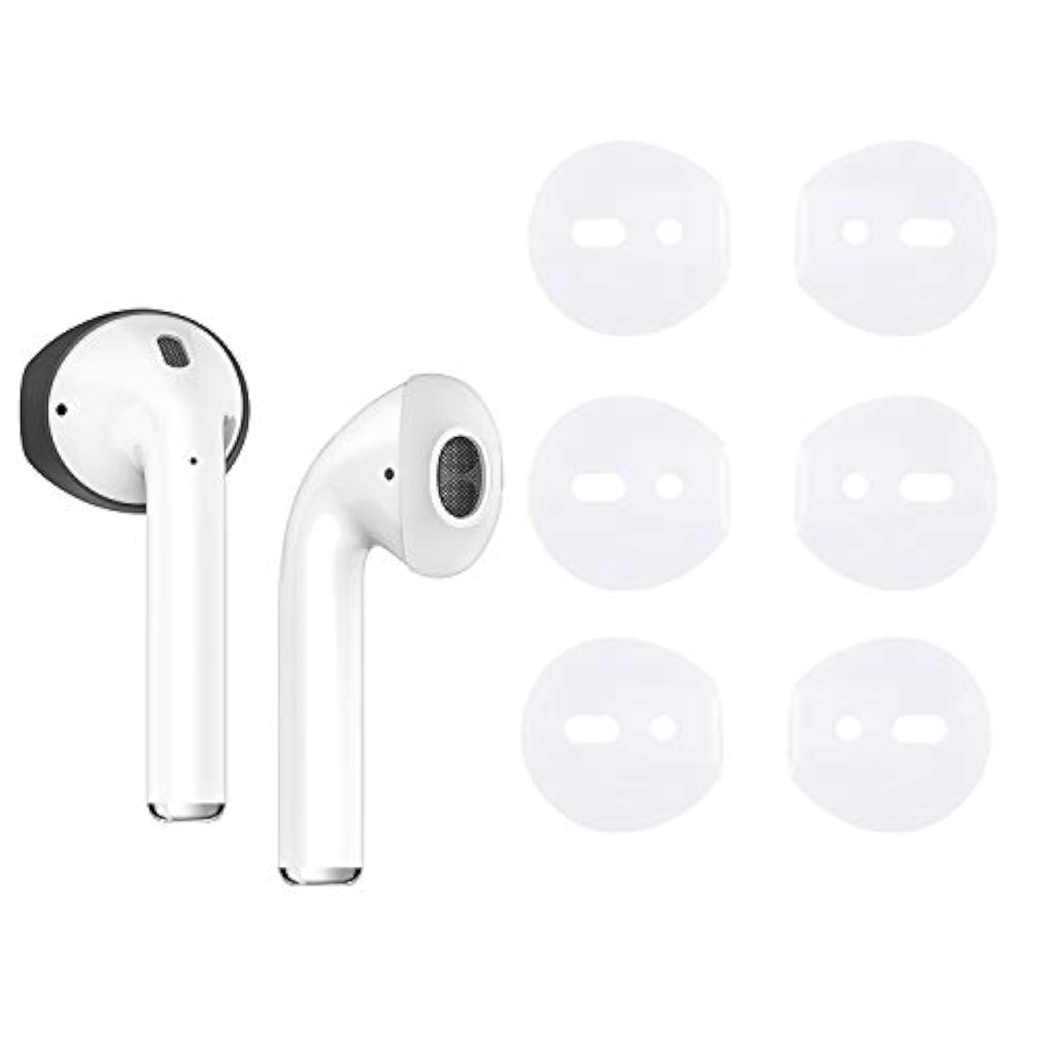 (Fit In Case)Silicone Protecitve Tips Ear Skins And Covers Replacement Anti Slip Soft Eartips Compatible With Apple Airpods 1 & 2 Or Earpods Headphones/Earphones/Earbuds (3 Pairs Clear)