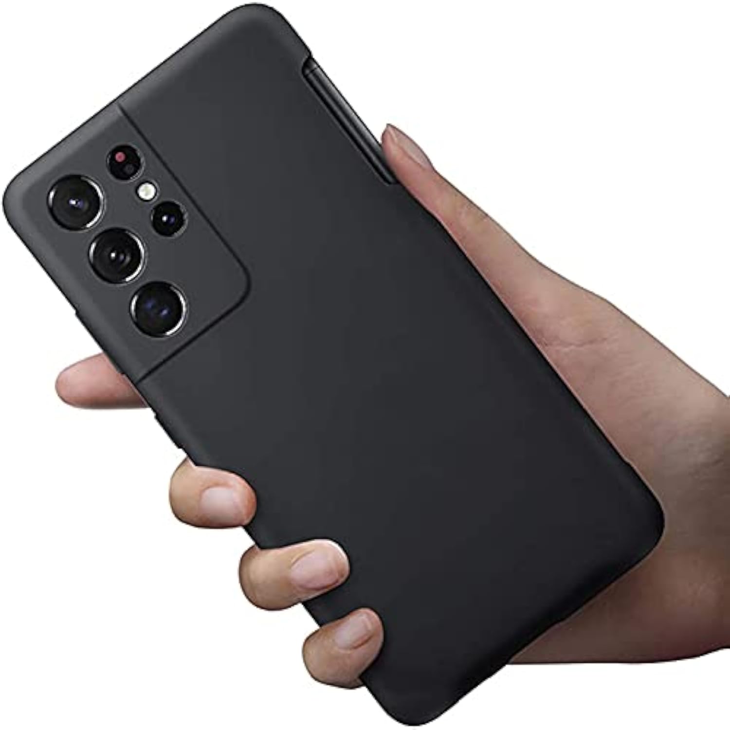 For Galaxy S21 Ultra Case With S Pen Holder, Liquid Silicone Phone Cover With Stylus Slot (S-Pen Not Included) Anti-Fingerprint Military Shockproof Protection For Samsung S21 Ultra 5G - Black