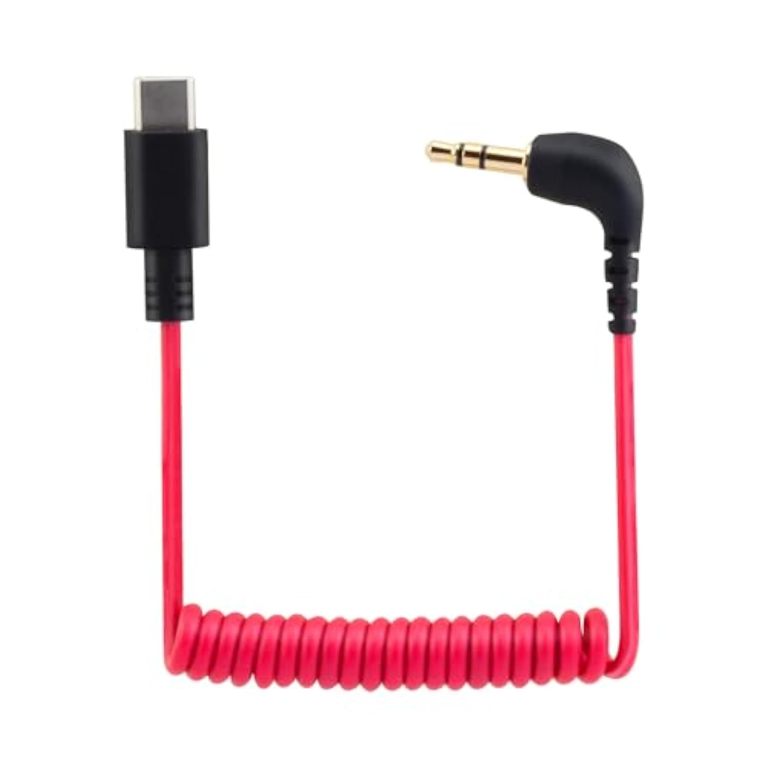 Usb C To 3.5Mm Cable For Rode Wireless Go Ii, Coiled Right Angle Trs Male Dac Aux Adapter Audio Cord Compatible With Iphone 15 Pro Max Plus, Galaxy S23 Ultra, Pixel 7 Ipad Air Mini
