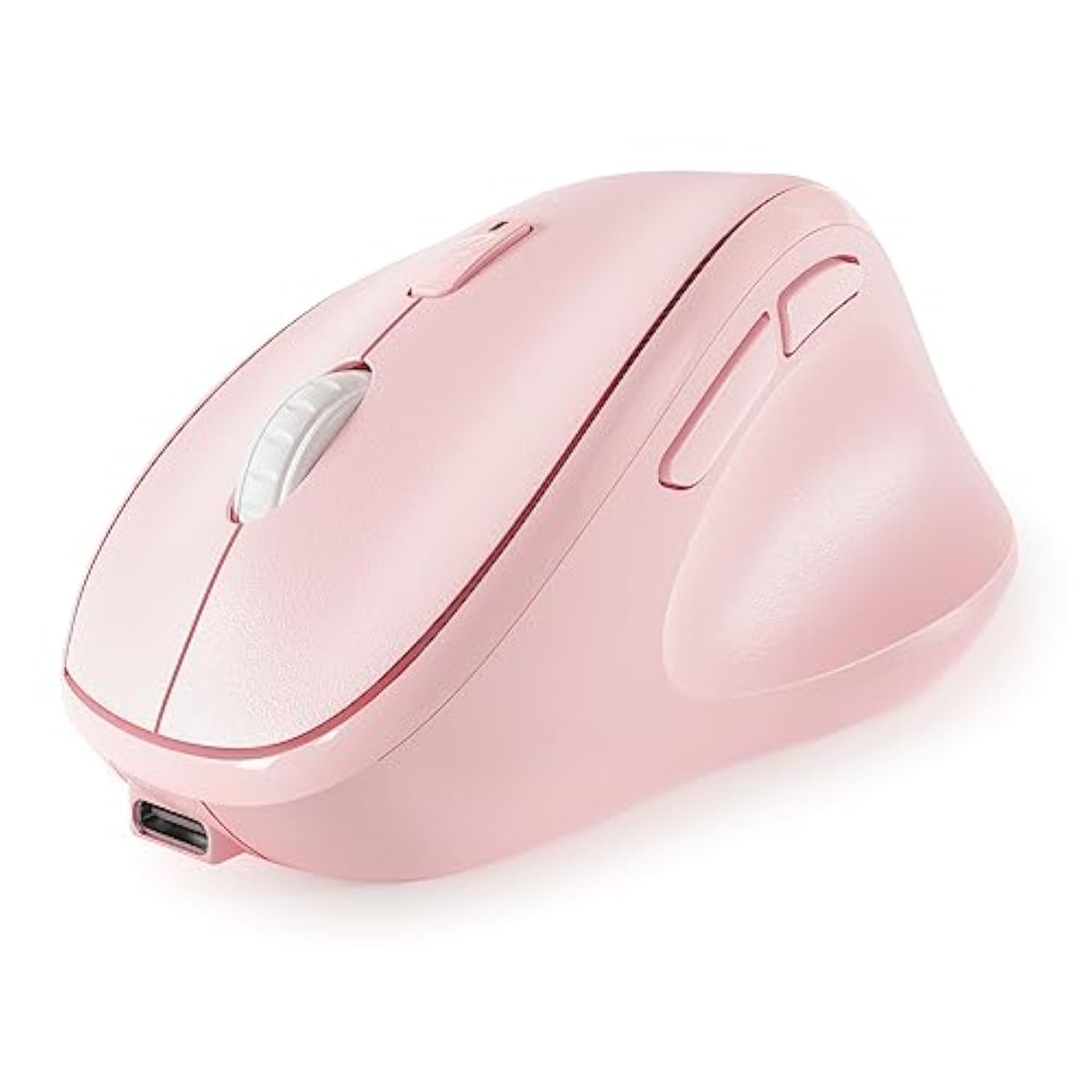 Micropack Wireless Bluetooth Mouse Ergonomic Vertical For Laptop Macbook Pc Tablet Rechargeable Silent Click Multi-Device 3-Mode 2.4G Adjustable Dpi Compatible With Windows Android Ios Macos Pink