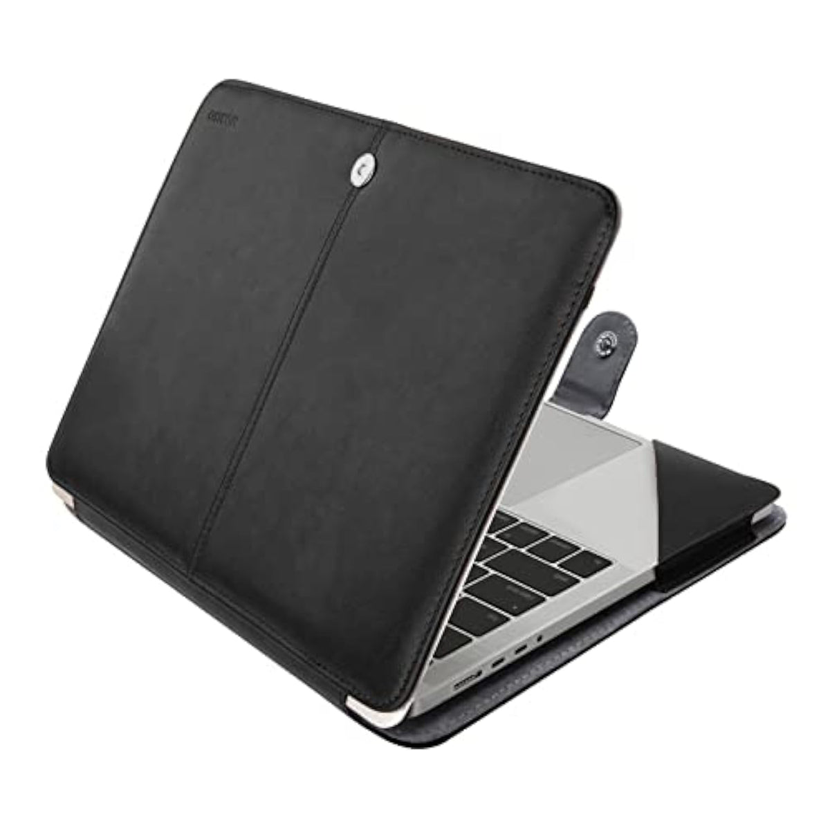 MOSISO Compatible with MacBook Pro 14 inch Case 2024 2023 2022 2021 M4 M3 M2 M1 Pro Max A3112 A3185 A3401 A2918 A2992 A2779 A2442, PU Leather Folio Protective Stand Cover Sleeve, Black