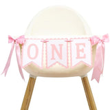 Bow First Birthday High Chair Banner - Pink Bow 1St Party Decoration,Coquette First High Chair Banner,Coquette One Birthday Photo Prop (Bow 1St)